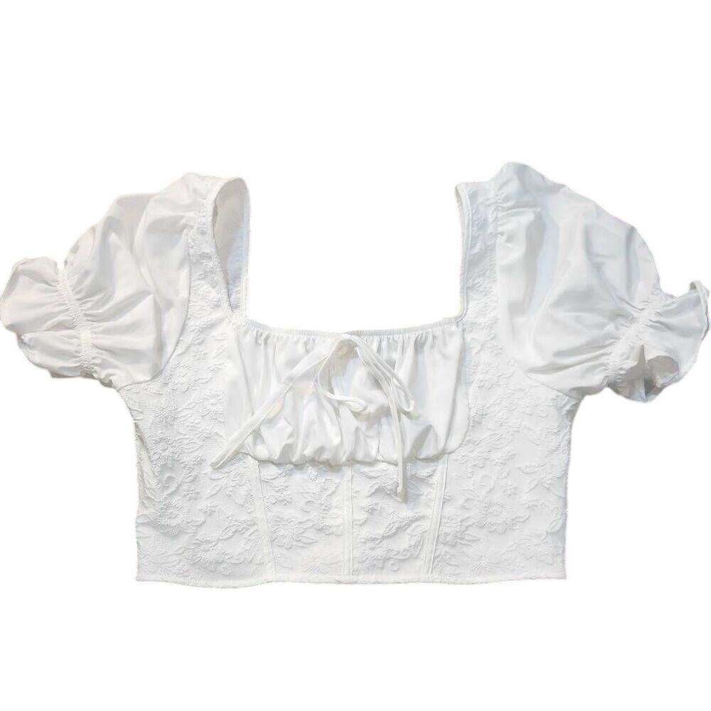 SHEIN Mod Peasant Crop Top Size Large